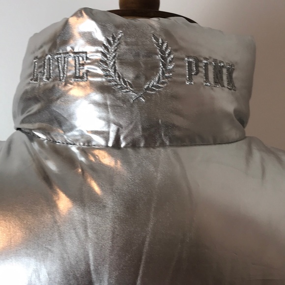 Pink Silver Puffy Vest XS NWOT - Picture 7 of 8